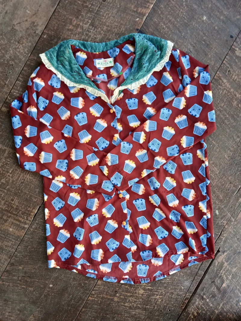 Vintage Blouse Wanita burgundy photo 1