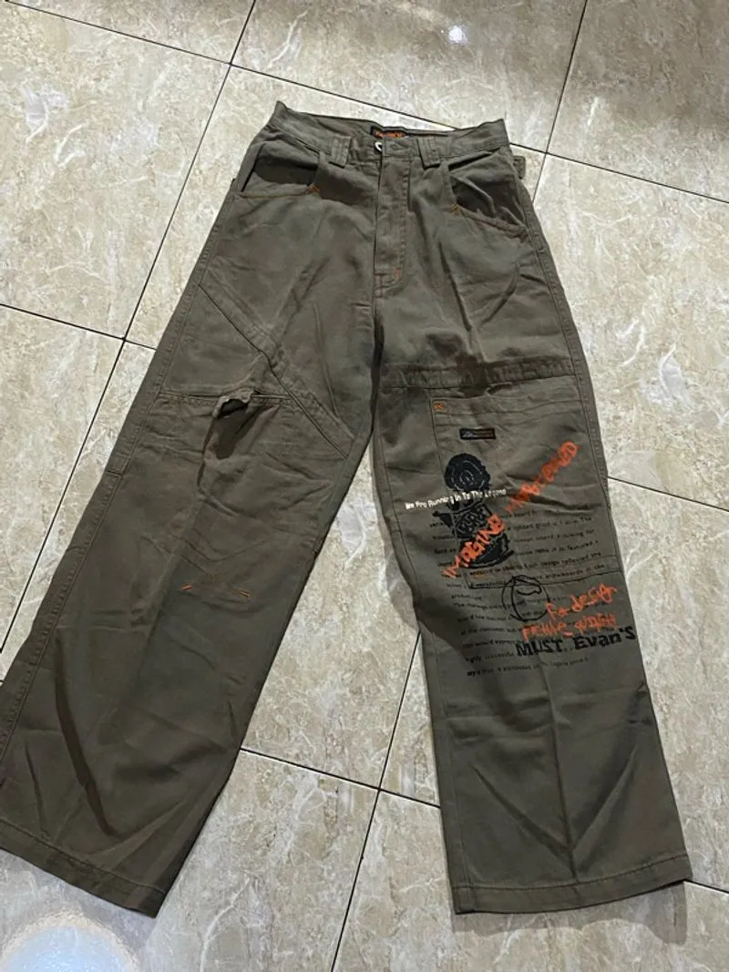 vintage grunge y2k denim army cargo pants photo 1