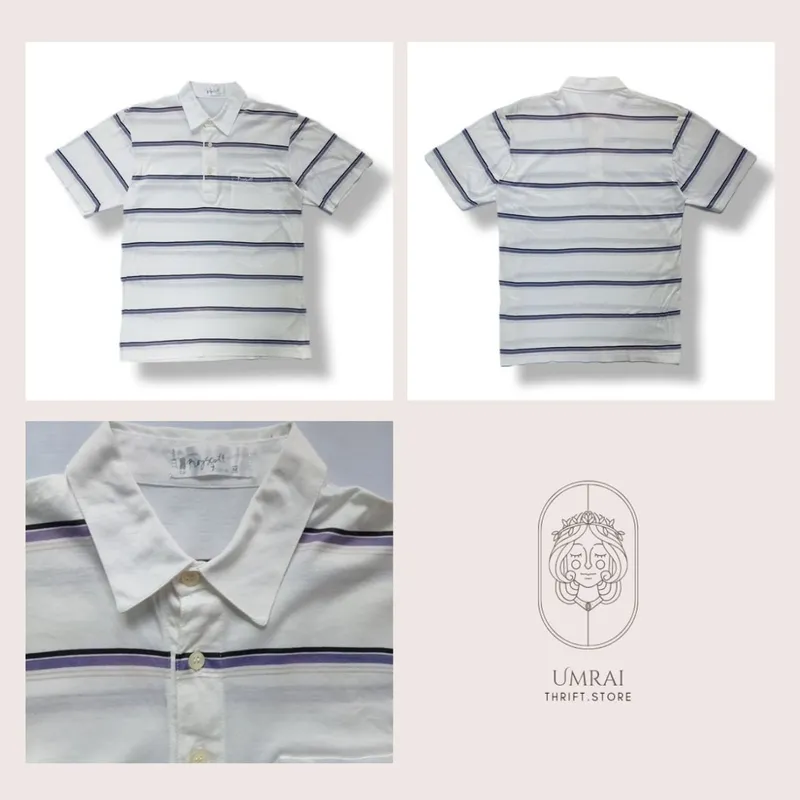 Casual Polo shirt Pria purple white navy blue photo 1