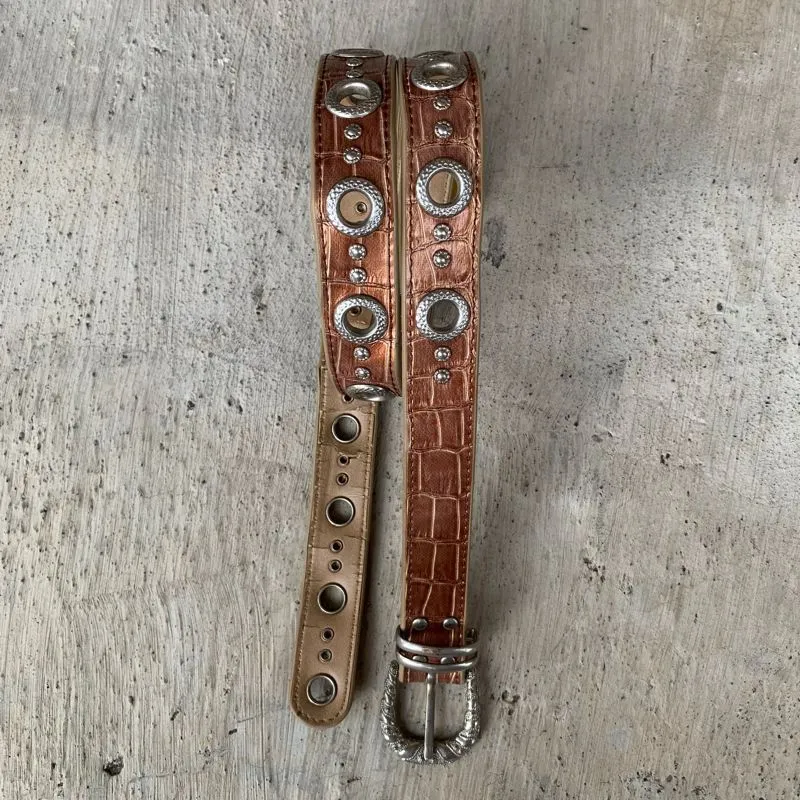 Vintage roncato leather studded metal buckel belt photo 1