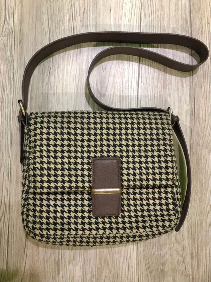 Tas slingbag houndstooth brown photo 1