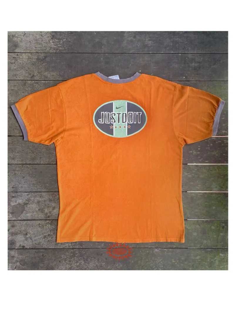 Nike Vtg 90s Orange Ringer Tee 00s • T-Shirt Vintage photo 1