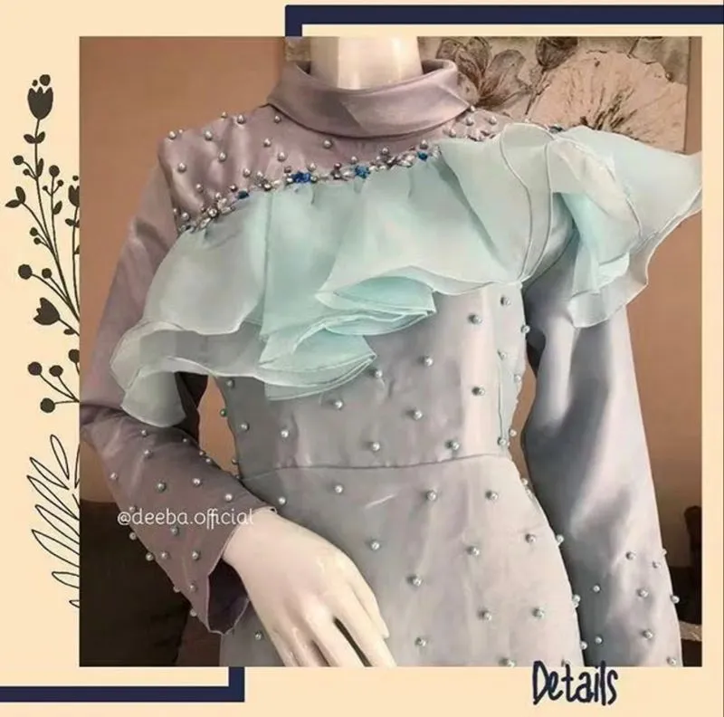 Dress organza kondangan grey photo 1