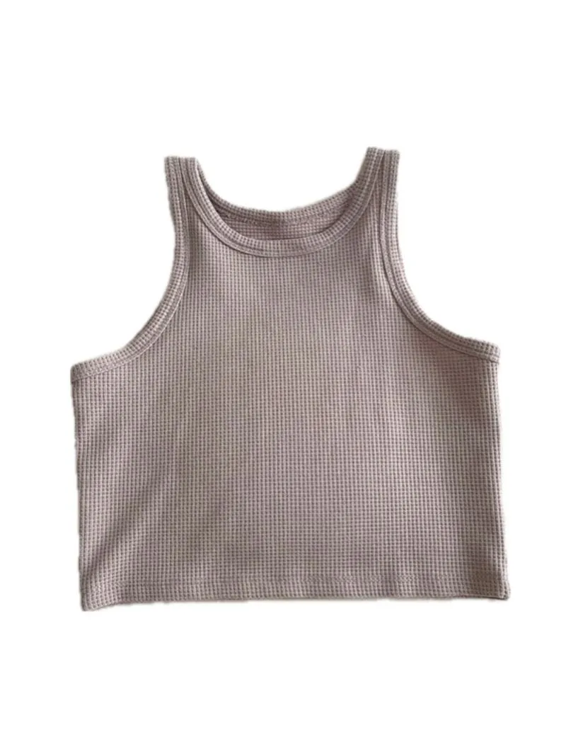 Light Brown Basic Sleeveless Crop Top photo 1
