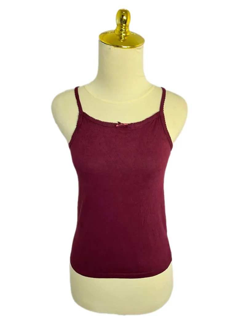 H&M maroon lace ribbon tanktop fitted spaghetti strap cami photo 1