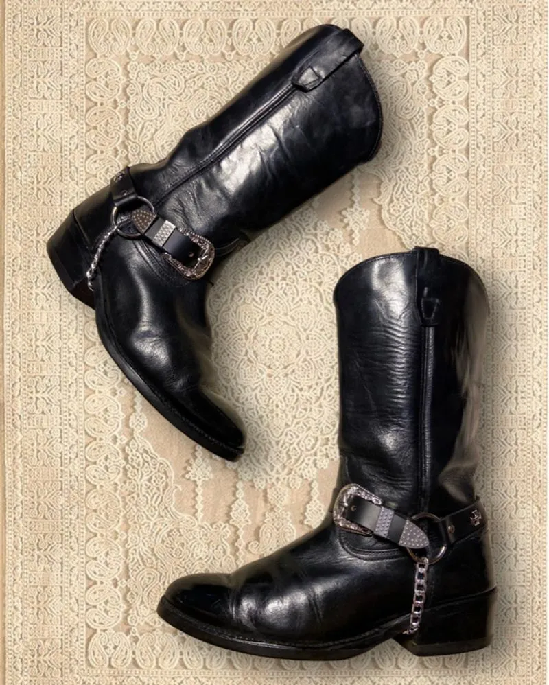 Black Western/Cowboy Boots with Adjustable Belt/Strap Made I photo 1