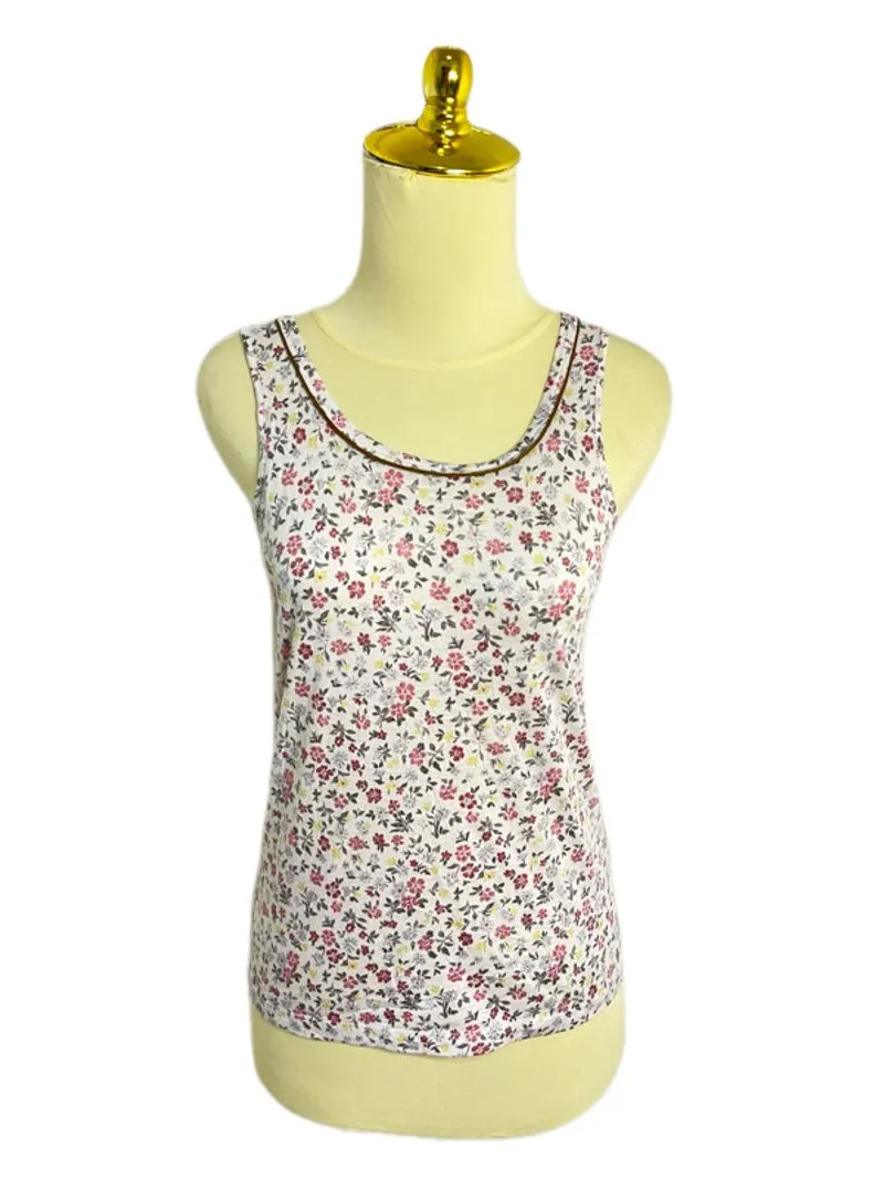 white ivory ditsy colorful flower garden spring tanktop photo 1