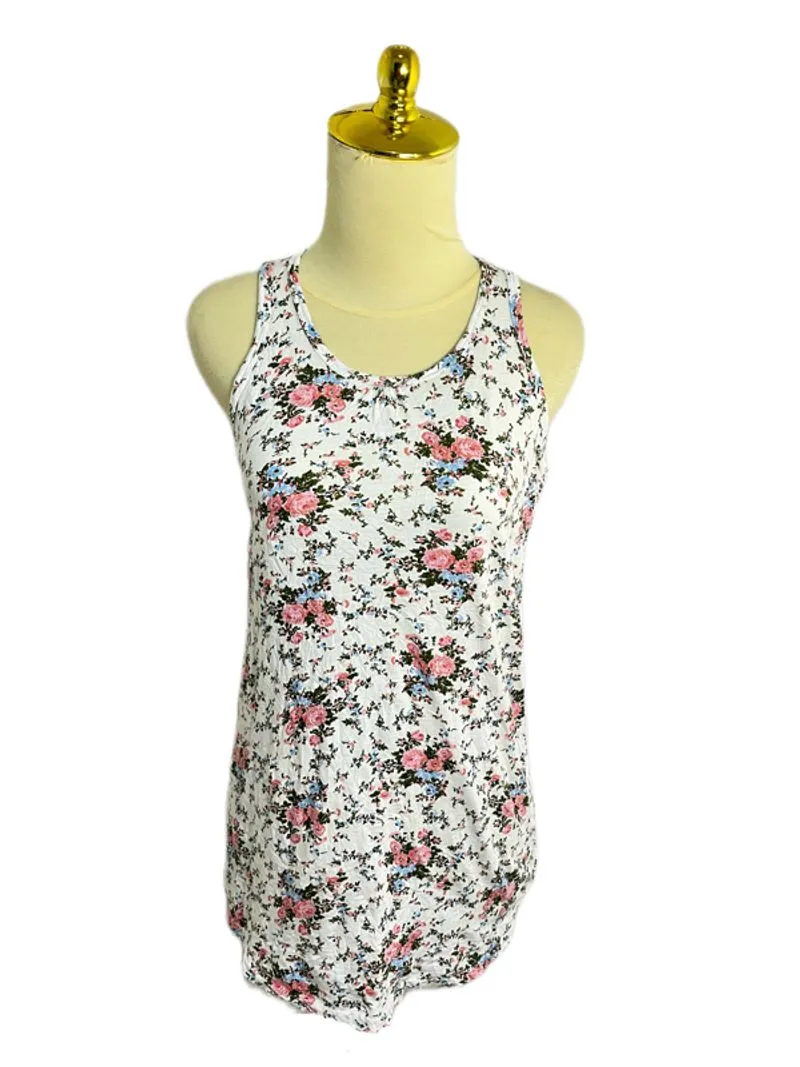 TIMOTHY white floral pink blue rose garden tanktop photo 1