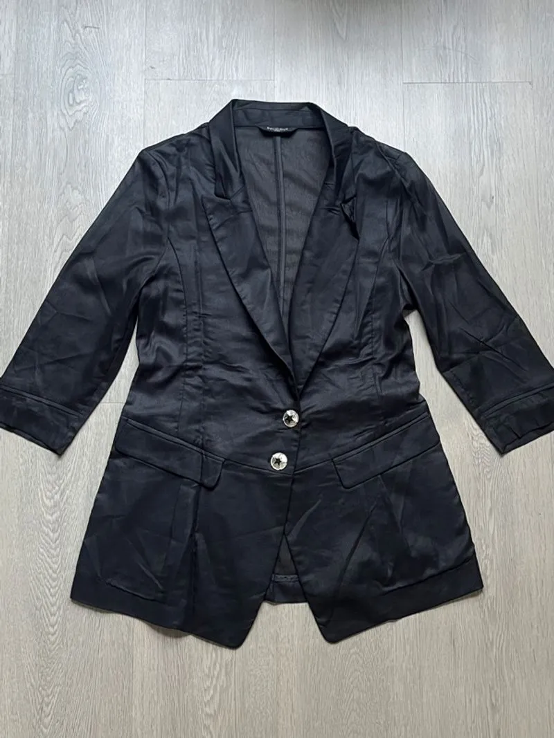 Mesh Blazer Top in Black photo 1