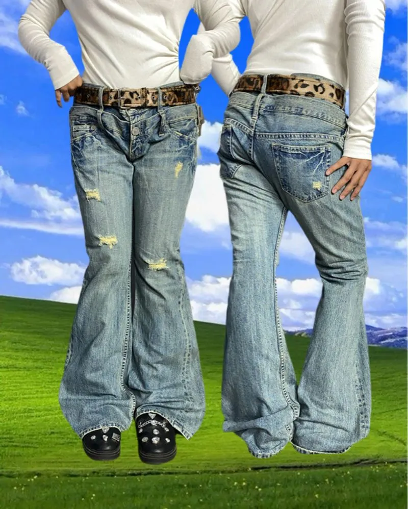NWT ! Villand Doublewaist 2000s distessed Flare jean photo 1