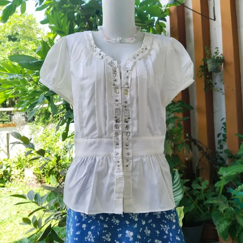 Gemstone shirt slim morikei y2k coquette vintage fairy photo 1