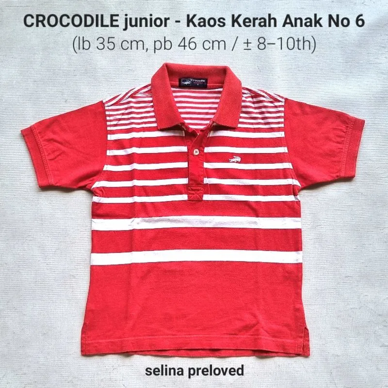 CROCODILE Kaos Kerah Anak Cotton Kids Polo Shirt Merah Salur photo 1