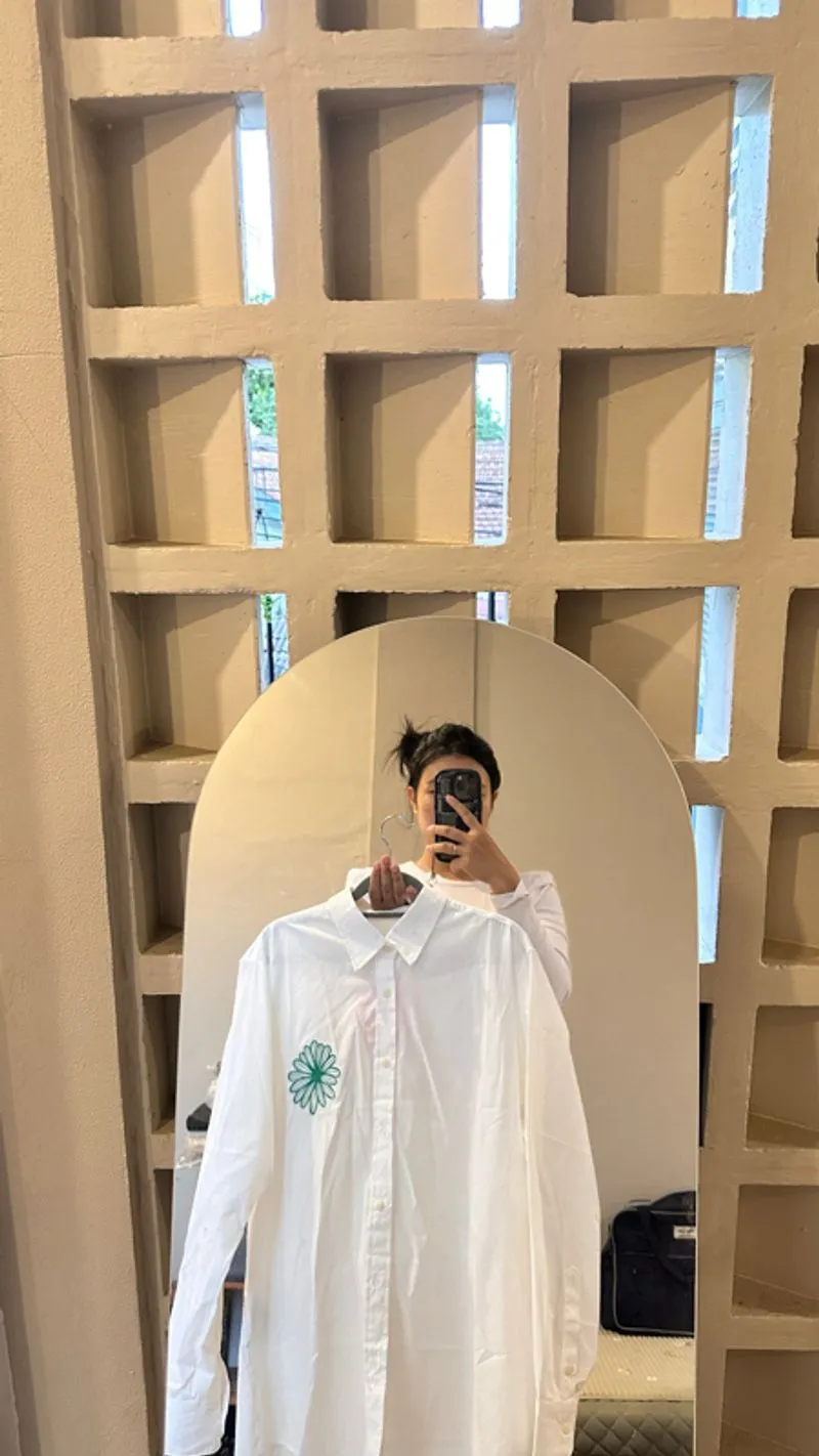 Kemeja linen putih casual size L  photo 1