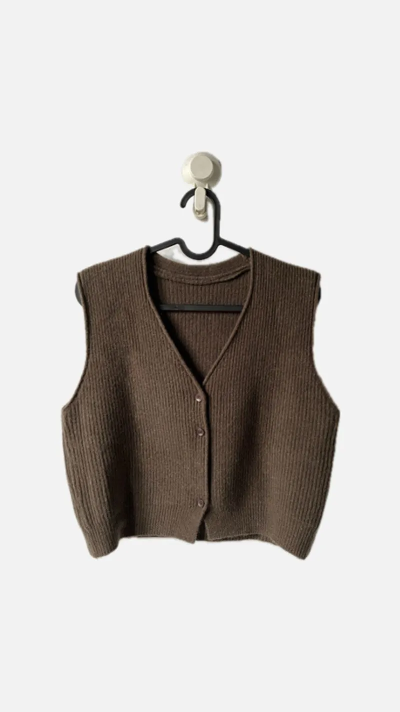 Dark Brown Knit Vest photo 1