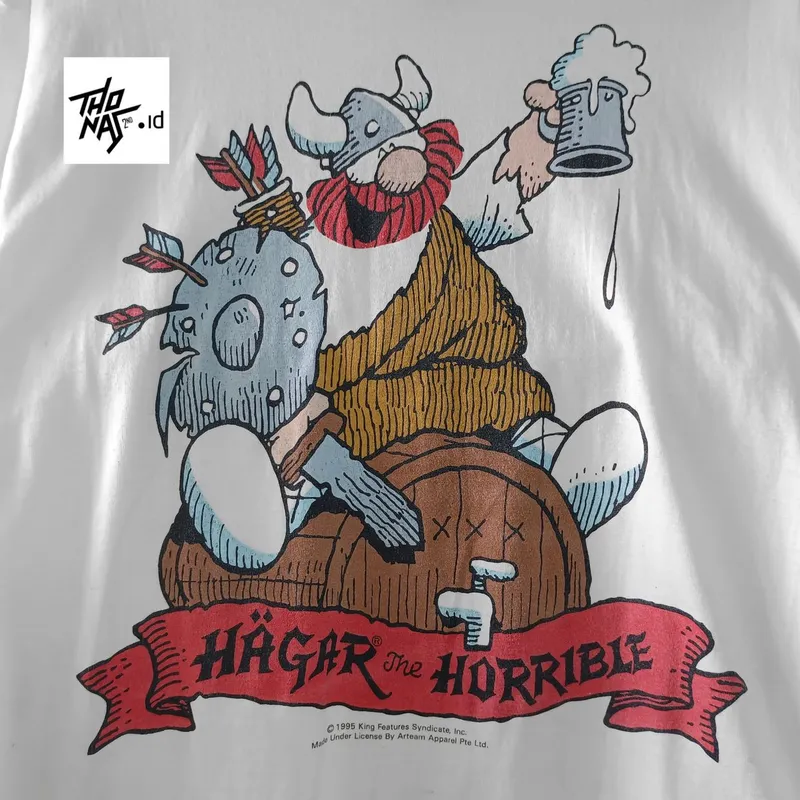 Kaos Rare Vintage 90s Hagar the Horrible Cartoon t-shirt M photo 1