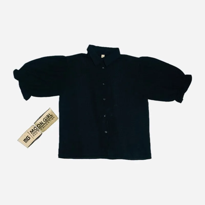 Vintage Minimalist Shirt Wanita black photo 1