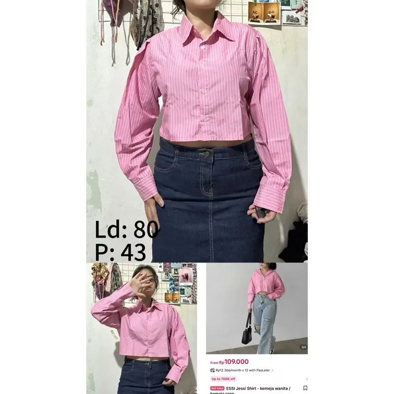kemeja (shirt) crop lengan panjang  photo 1