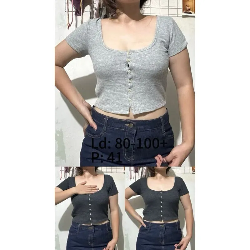 atasan wanita rajut crop top photo 1
