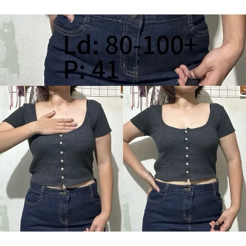 atasan wanita rajut crop top photo 1