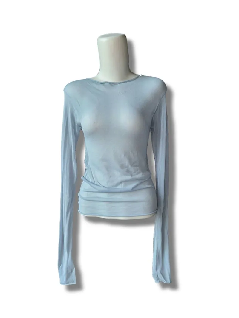 BABY BLUE SHEER LS TOP photo 1