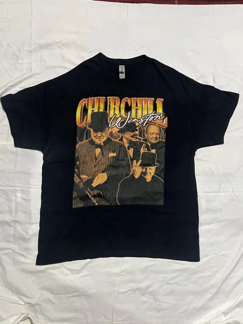 kaos Vintage Winston Churchill tag Gildan photo 1