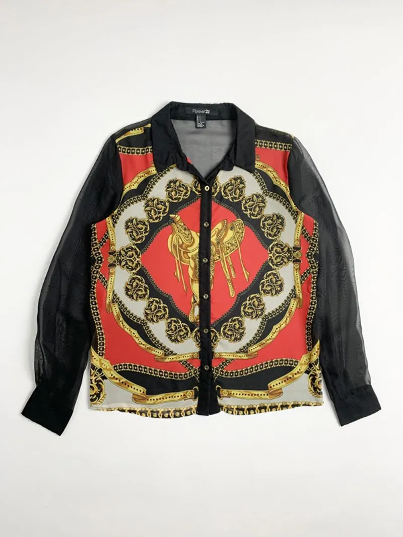 Y2k Forever21 Shirt Mesh Luxury Graphic photo 1