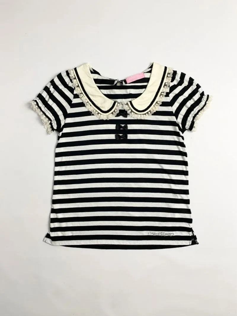 Y2k Mezzo Piano Striped Tee With Peter Pan Collar photo 1
