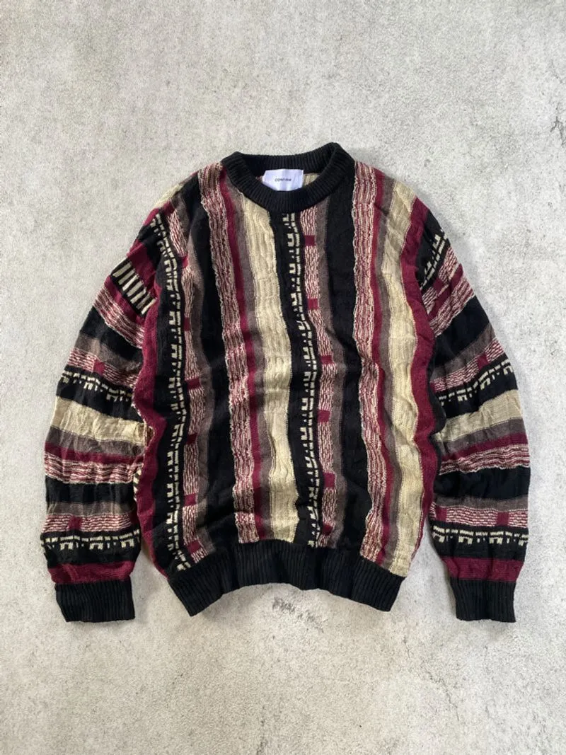 Confirm 3D Burgundy Tribal Stripe Knit photo 1