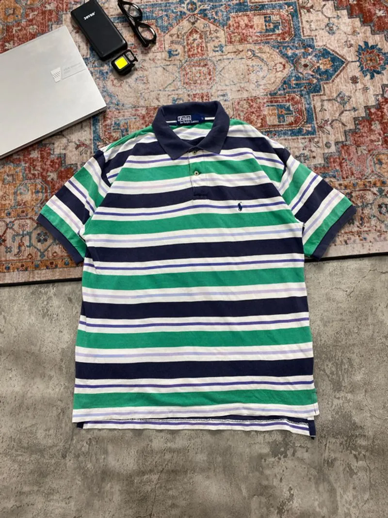POLO SHIRT POLO RALP LAURENT STRIP SALUR GREEN photo 1