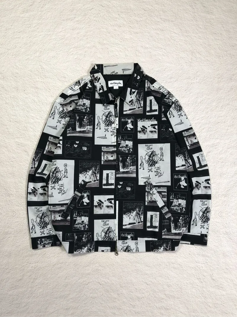 Mark Gonzales Streetwear Y2K Bomber jacket Pria white black photo 1