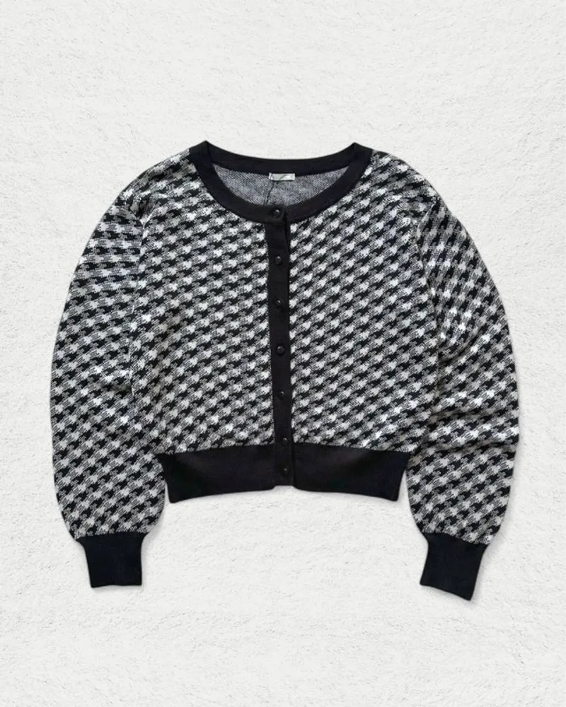 GU CHIDORI JACQUARD PATTERN CARDIGAN  photo 1