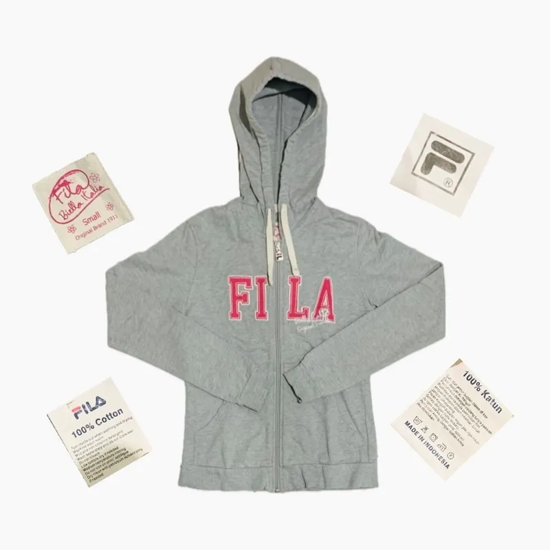 Fila Vintage Casual Hoody Wanita gray photo 1