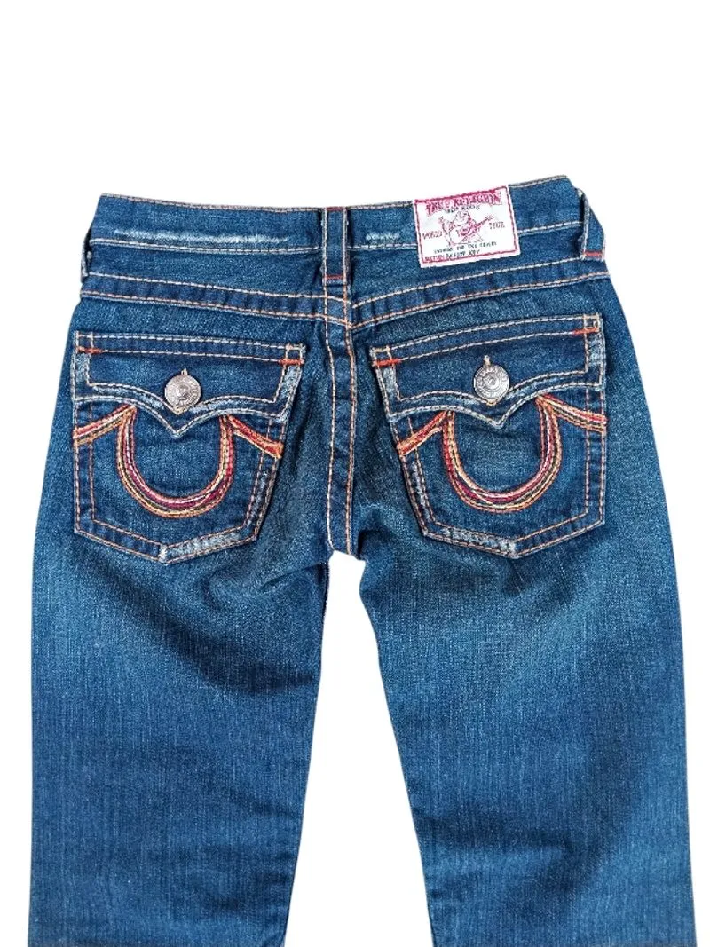 True religion rainbow joey embroidery rainbow logo flare - Preloved