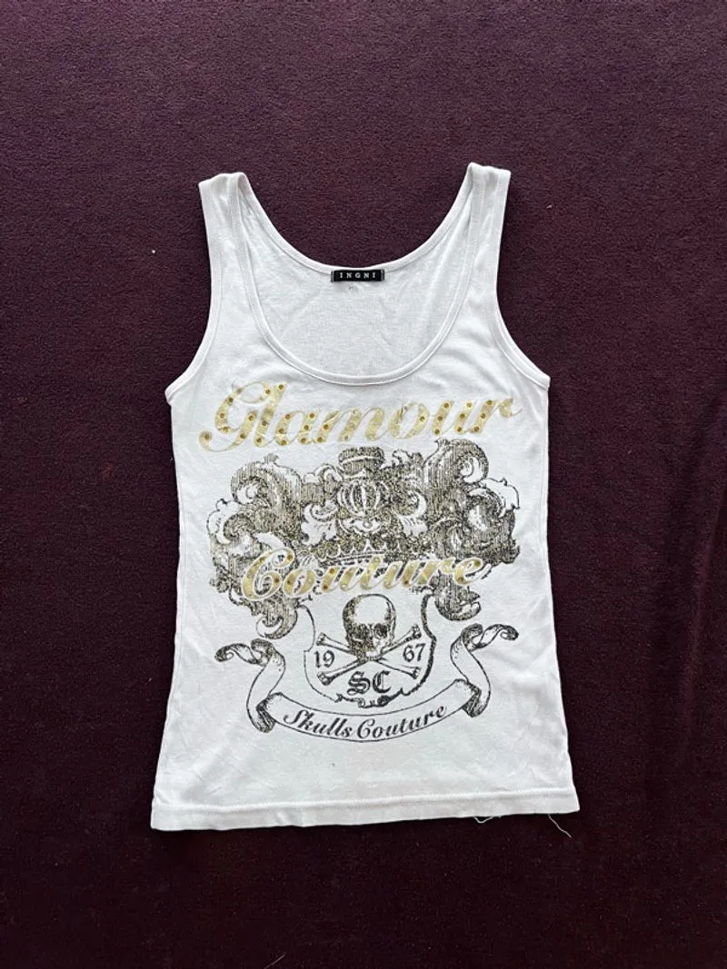 INGNI Glamour Skulls bones Tank Top  photo 1