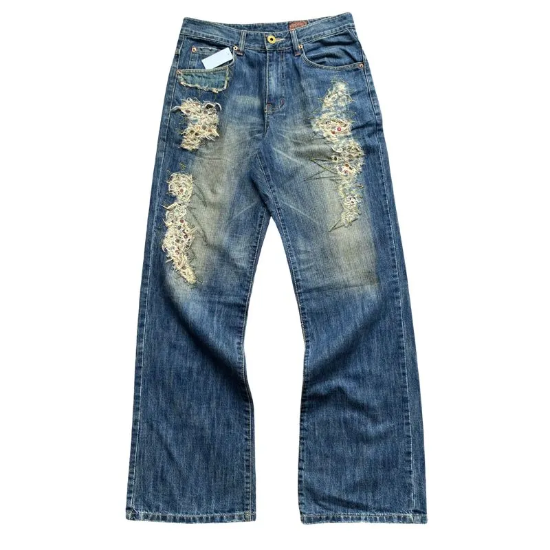 Japanese brand Streetwear Vintage Jeans Pria blue photo 1
