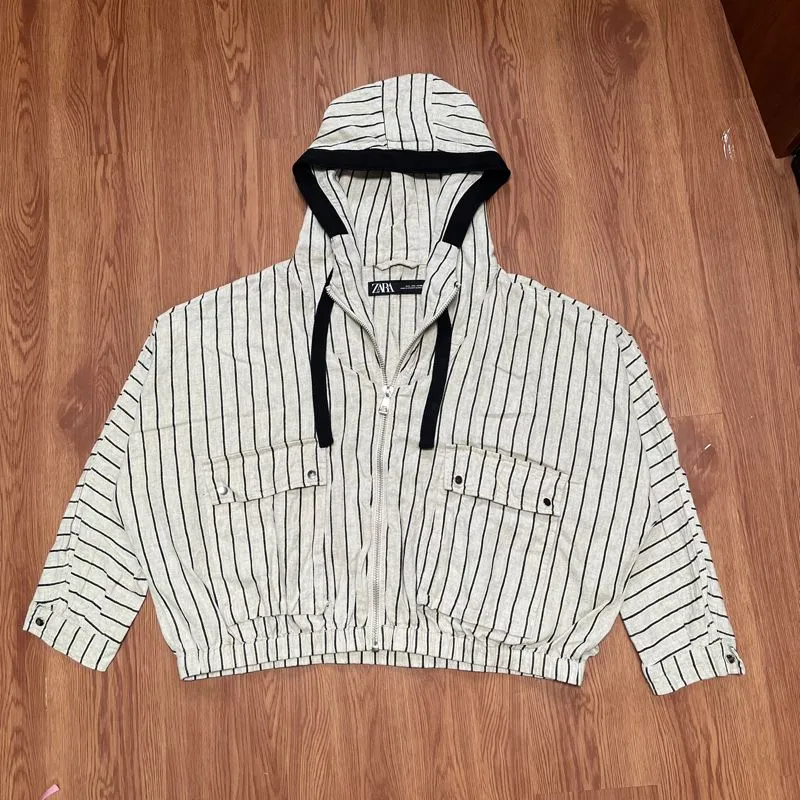 Jacket stripe linen Zara women photo 1