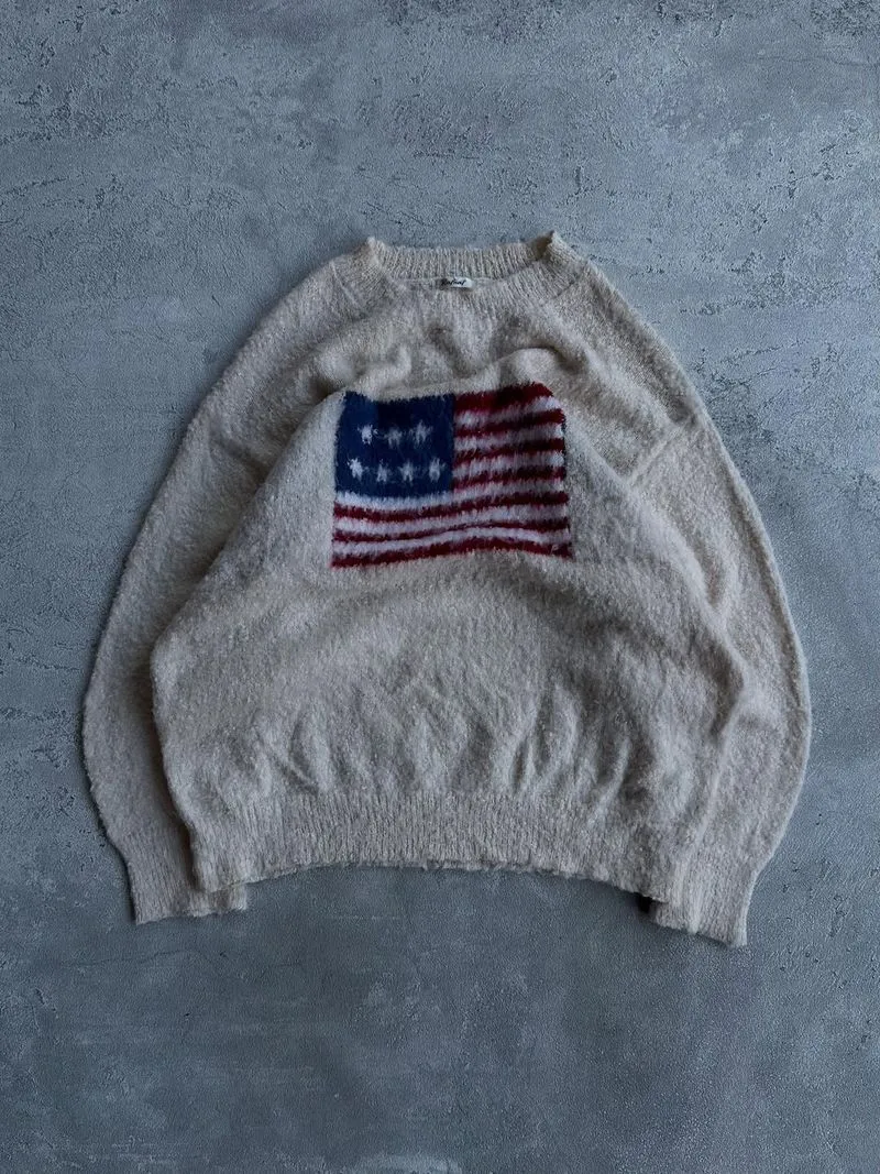Rafinaf knitwear mohair american usa flag pattern sweater photo 1