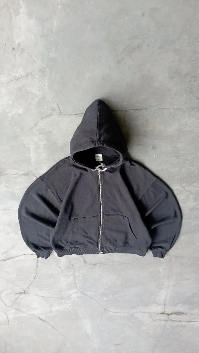 2000's Heavyweight Black Double Zip Hoodie Boxy photo 1