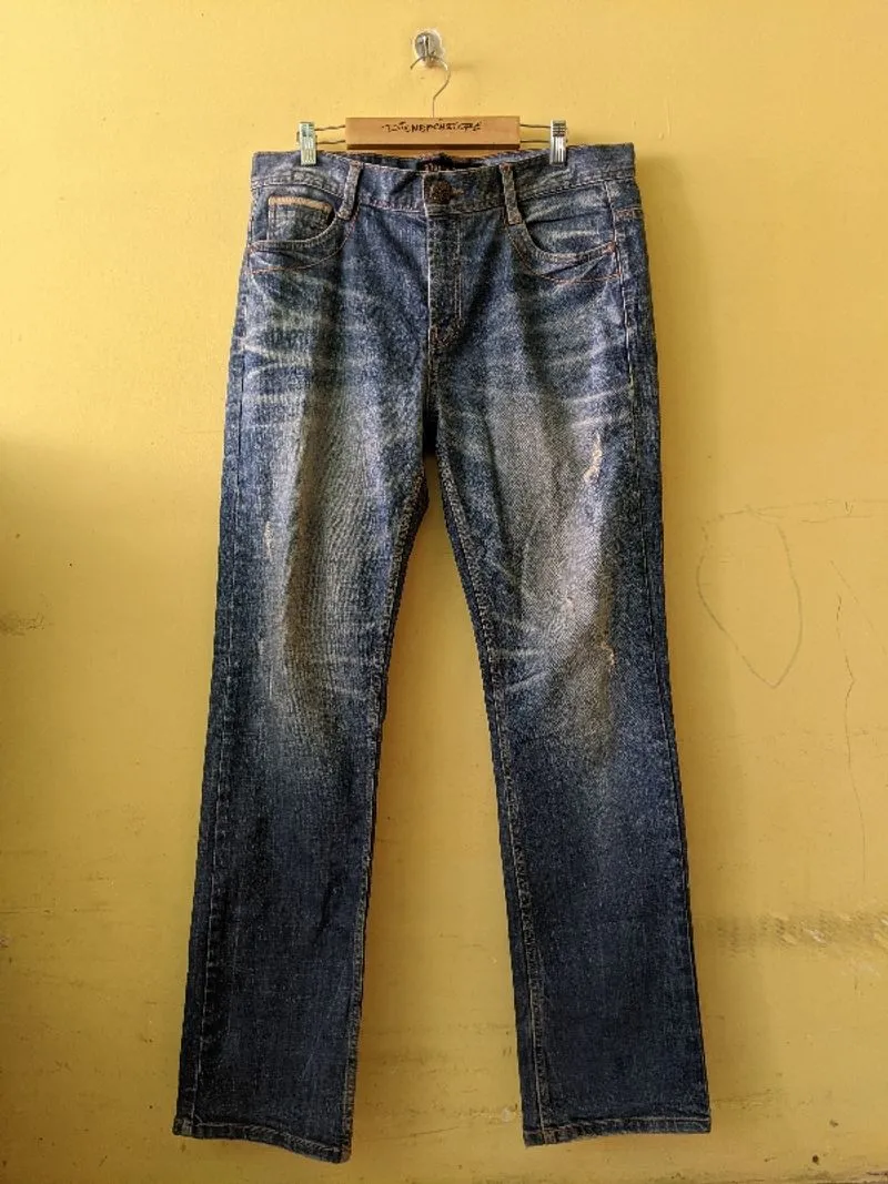 Pasta Denim Men's Washed Ripped Blue US Flag Jeans Pants photo 1