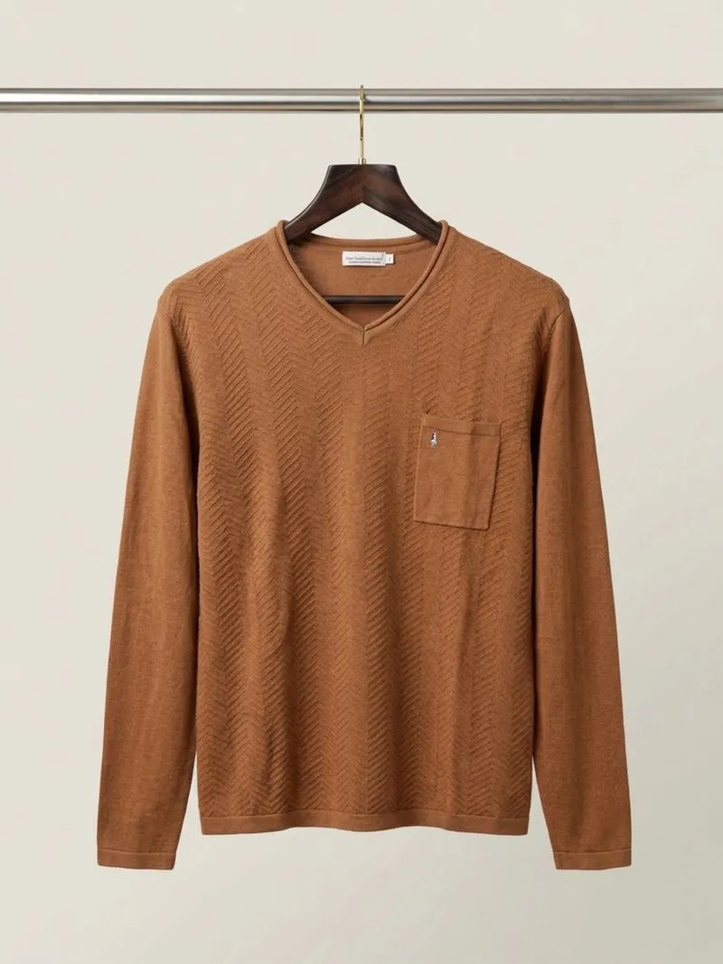 Sweater Hush Puppies Knitwear V-Neck With Pocket Rajut Pria  photo 1
