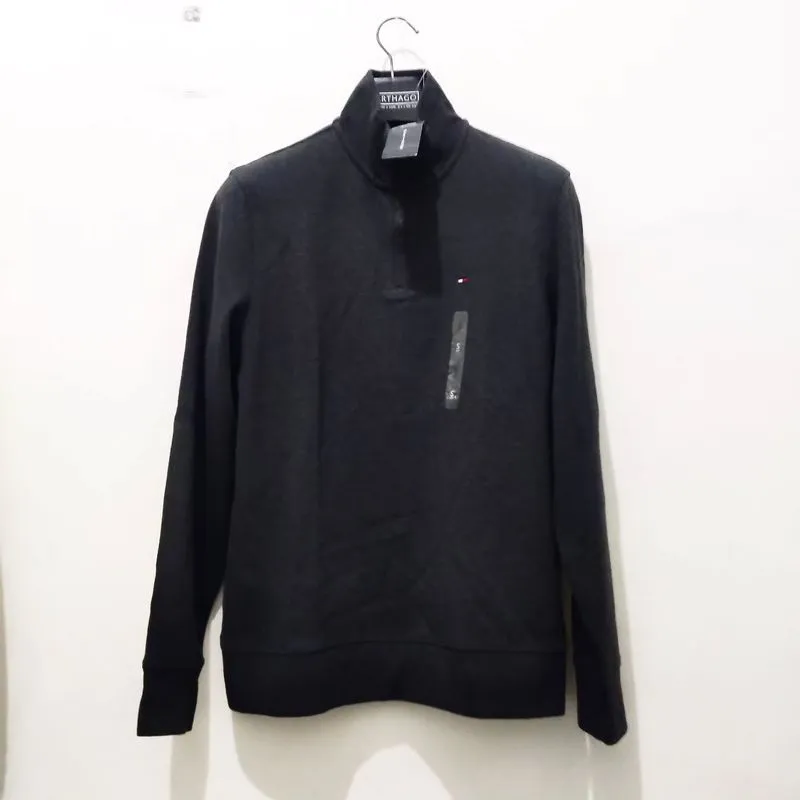TOMMY HILFIGER 1/4 Zip Neck Black Jumper Pullover Sweater  photo 1