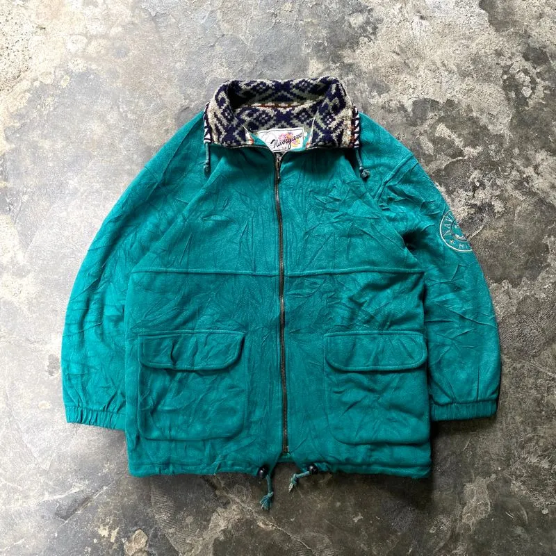Vintage Navigare Teal Fleece Jacket — Italy Tribal Collar photo 1