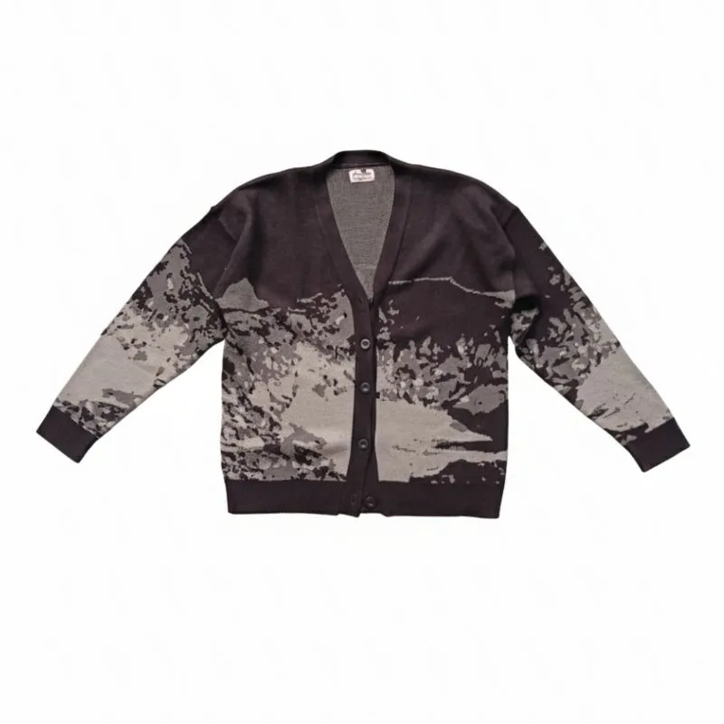 Casual Minimalist Cardigan Pria black gray photo 1