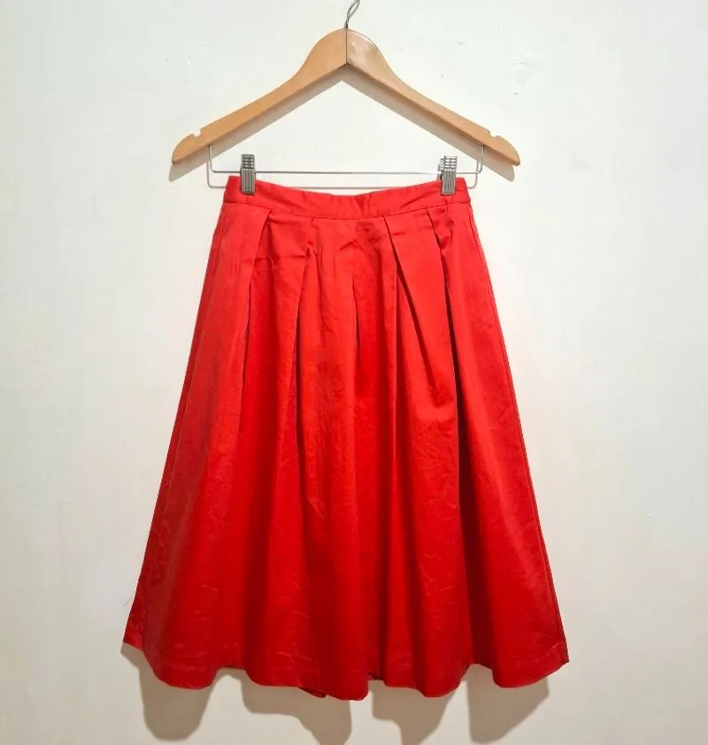 Skirt GU by UNIQLO Cotton Midi Vermillion Red photo 1