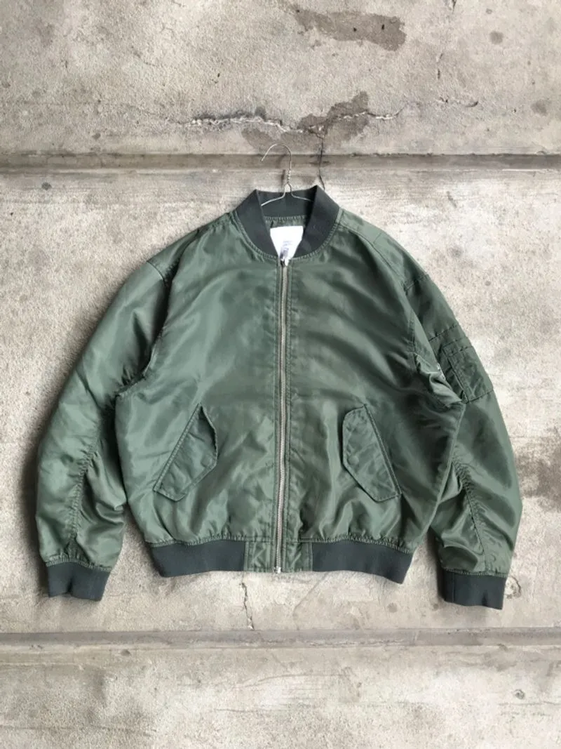 Jaket Bomber Vintage Hijau Army photo 1