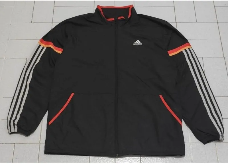 Jaket Sport Windbreaker Climastorm Adidas Hitam List Putih photo 1