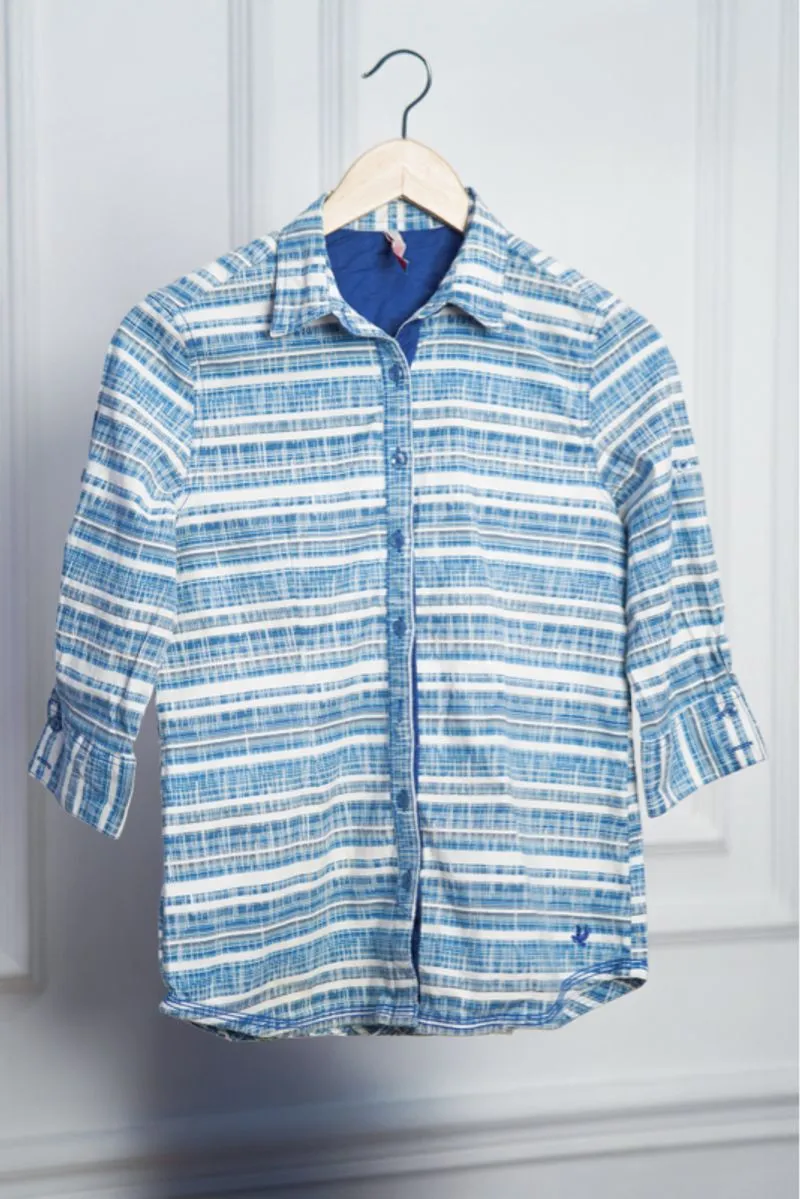 👕 Textured Striped Blue Shirt 👕 photo 1