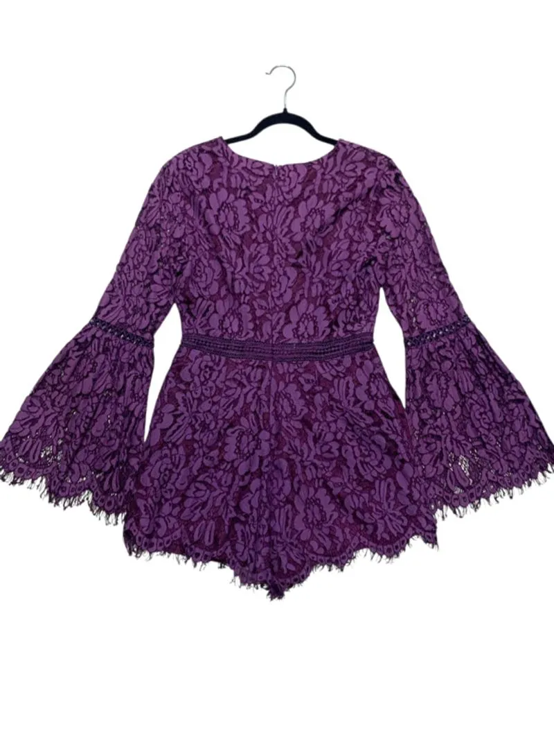 Do+Be Natasha Plum Lace Long Sleeve Romper photo 1