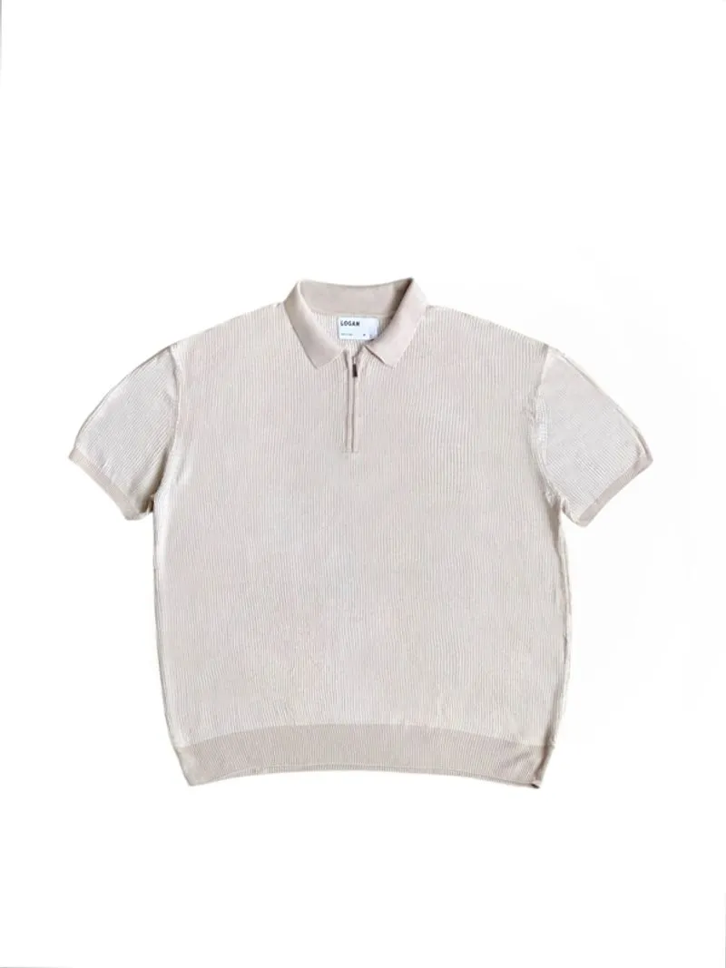 Logan oversized boxy fit quarter zip acrylic rib knitted ss  photo 1