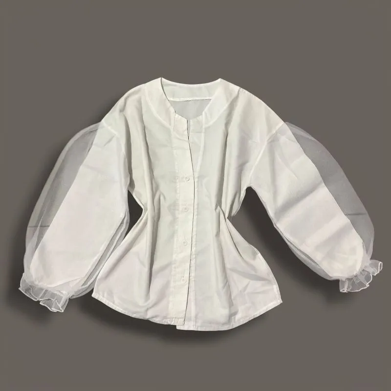 Blus Putih Lengan Balon 
 photo 1